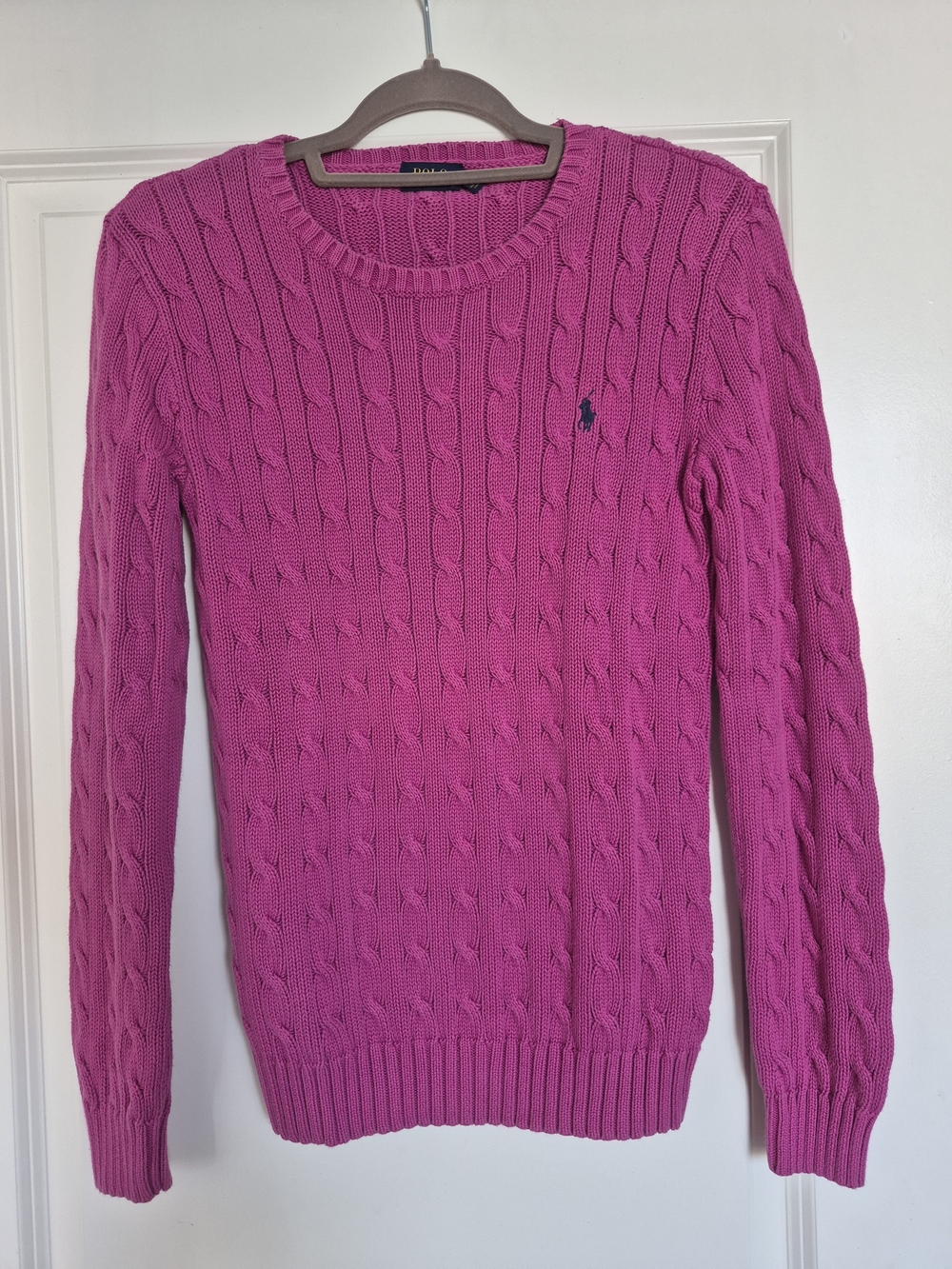 Ralph Lauren Fuchsia Cable-Knit Crewneck Sweater